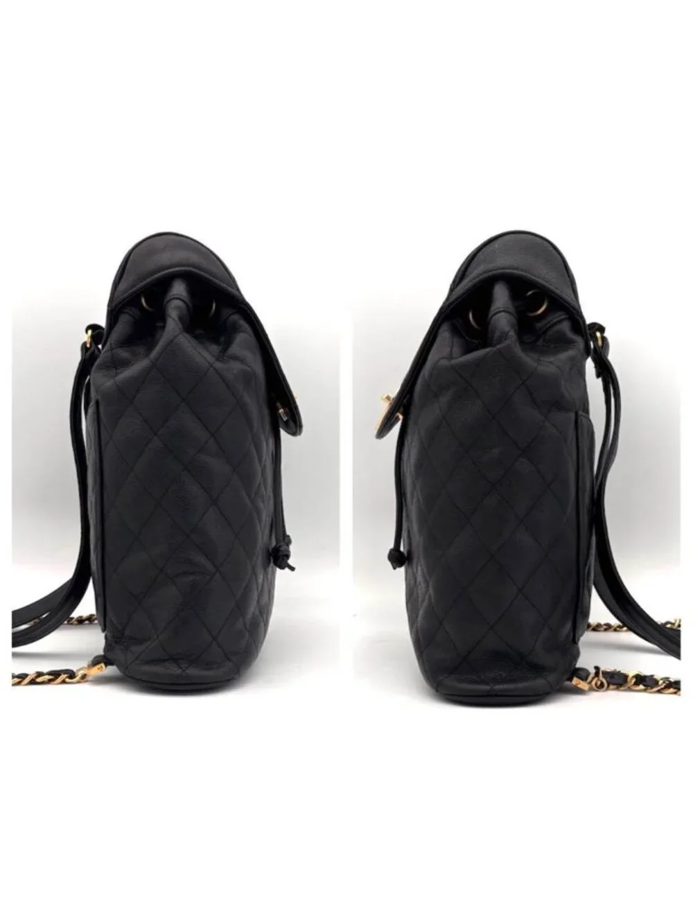 Chanel Quilted Caviar Leather Chain Backpack Black